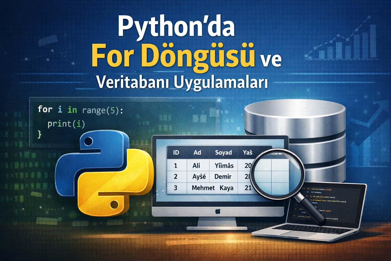 Python’da for Döngüsü: Mantığını Anlayarak Öğrenmek ve Veritabanında Gerçek Hayatta Kullanmak